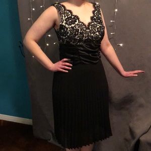 Beautiful Formal cocktail dress with beaded lace bodice and pleated skirt